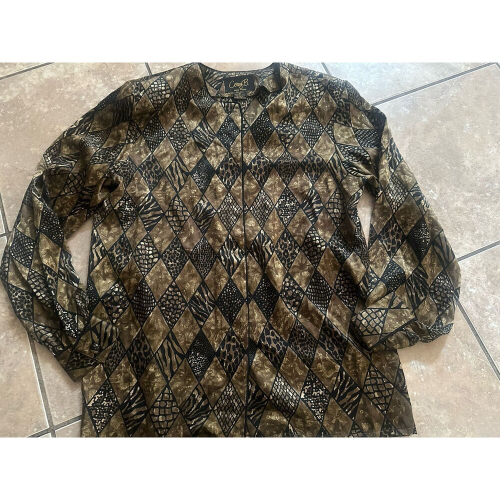 Corey B New York 10 Vintage Silk Button Blouse Top Shoulder Pads